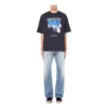 Balenciaga Speed Hunters da uomo, nero, fascia blu, maniche corte, grigio 541875TCV381055