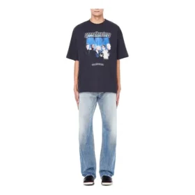 Balenciaga Speed Hunters da uomo, nero, fascia blu, maniche corte, grigio 541875TCV381055