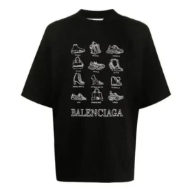 Balenciaga SS21 da uomo, casual con stampa, taglia grande, maniche corte, nero 641614TJV801070