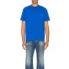 Balenciaga SS21 da uomo con logo piccolo “Alphabet”, maniche corte, blu 556151TBV438077