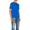 Balenciaga SS21 da uomo con logo piccolo “Alphabet”, maniche corte, blu 556151TBV438077