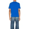 Balenciaga SS21 da uomo con logo piccolo “Alphabet”, maniche corte, blu 556151TBV438077