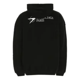 Balenciaga SS21 da uomo, cotone, taglia grande, con cappuccio e maniche lunghe, nero 620973TKV871070 Balenciaga SS21 da uomo, cotone, taglia grande, con cappuccio e maniche lunghe, nero 620973TKV871070