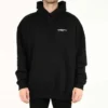 Balenciaga SS21 da uomo, cotone, taglia grande, con cappuccio e maniche lunghe, nero 620973TKV871070