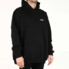Balenciaga SS21 da uomo, cotone, taglia grande, con cappuccio e maniche lunghe, nero 620973TKV871070