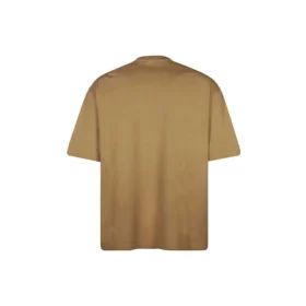 Balenciaga SS21 da uomo, maglietta a maniche corte con collo rotondo ampio e logo alfabetico ricamato, color kaki 612966TJV879504