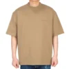 Balenciaga SS21 da uomo, maglietta a maniche corte con collo rotondo ampio e logo alfabetico ricamato, color kaki 612966TJV879504