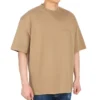 Balenciaga SS21 da uomo, maglietta a maniche corte con collo rotondo ampio e logo alfabetico ricamato, color kaki 612966TJV879504