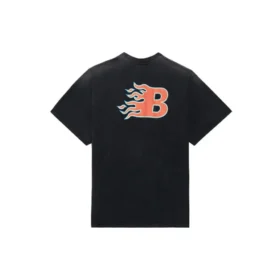 Balenciaga SS21 da uomo, maglietta a maniche corte “Flame Retro”, nera, 656978TKV701076