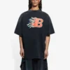 Balenciaga SS21 da uomo, maglietta a maniche corte “Flame Retro”, nera, 656978TKV701076