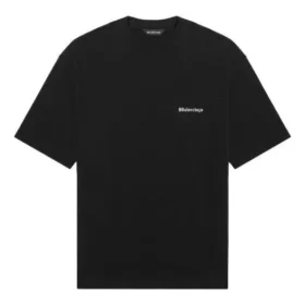 Balenciaga SS21 da uomo, maglietta a maniche corte in tinta unita con stampa del logo, nera 612966TJV871070