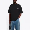 Balenciaga SS21 da uomo, maglietta a maniche corte in tinta unita con stampa del logo, nera 612966TJV871070