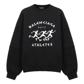 Balenciaga SS21 da uomo, maglione con maniche lunghe, collo rotondo ampio, nero 641654TJVI71070