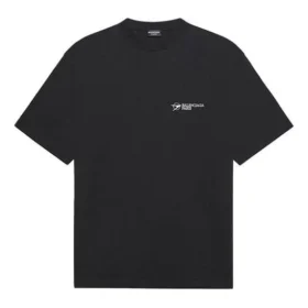 Balenciaga SS21 da uomo, maniche corte, logo ricamato, nero 641675TKV861070 Balenciaga SS21 da uomo, maniche corte, logo ricamato, nero 641675TKV861070
