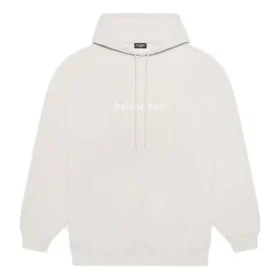 Balenciaga Uomo FW21 con stampa del logo alfabetico, cappuccio e maniche lunghe, bianco crema 570811TIV552970 Balenciaga Uomo FW21 con stampa del logo alfabetico, cappuccio e maniche lunghe, bianco crema 570811TIV552970