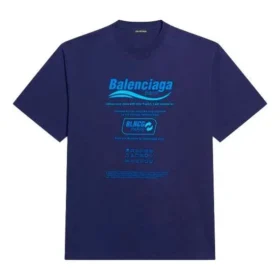 Balenciaga Uomo FW21 Lavaggio a secco Stampa alfabetica Maglia retrò a maniche corte Blu navy 651795TKVF83866 Balenciaga Uomo FW21 Lavaggio a secco Stampa alfabetica Maglia retrò a maniche corte Blu navy 651795TKVF83866