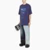 Balenciaga Uomo FW21 Lavaggio a secco Stampa alfabetica Maglia retrò a maniche corte Blu navy 651795TKVF83866