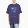 Balenciaga Uomo FW21 Lavaggio a secco Stampa alfabetica Maglia retrò a maniche corte Blu navy 651795TKVF83866