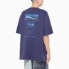 Balenciaga Uomo FW21 Lavaggio a secco Stampa alfabetica Maglia retrò a maniche corte Blu navy 651795TKVF83866