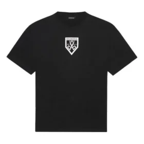 Balenciaga Uomo SS21 con stampa a motivi, giacca a maniche corte e collo rotondo, nera 651795TKV771070 Balenciaga Uomo SS21 con stampa a motivi, giacca a maniche corte e collo rotondo, nera 651795TKV771070