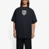 Balenciaga Uomo SS21 con stampa a motivi, giacca a maniche corte e collo rotondo, nera 651795TKV771070