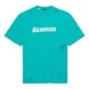 Balenciaga Uomo SS21 con stampa alfabetica, maniche corte, collo rotondo e fori, verde 651795TKVB84661