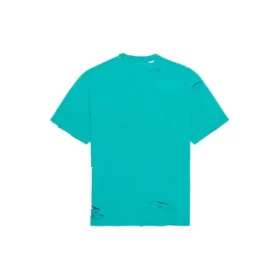 Balenciaga Uomo SS21 con stampa alfabetica, maniche corte, collo rotondo e fori, verde 651795TKVB84661 Balenciaga Uomo SS21 con stampa alfabetica, maniche corte, collo rotondo e fori, verde 651795TKVB84661
