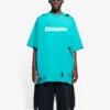 Balenciaga Uomo SS21 con stampa alfabetica, maniche corte, collo rotondo e fori, verde 651795TKVB84661
