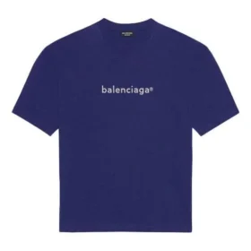 Balenciaga Uomo SS21 Maglietta a maniche corte blu con stampa logo alfabetica 612966TIV545400 Balenciaga Uomo SS21 Maglietta a maniche corte blu con stampa logo alfabetica 612966TIV545400