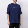 Balenciaga Uomo SS21 Maglietta a maniche corte blu con stampa logo alfabetica 612966TIV545400