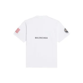 Balenciaga x NASA Crossover FW21 da uomo, maglietta ampia a maniche corte con collo rotondo, bianca 651795TKVD79040