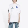 Balenciaga x NASA Crossover FW21 da uomo, maglietta ampia a maniche corte con collo rotondo, bianca 651795TKVD79040