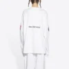 Balenciaga x NASA Crossover Space Printing da uomo, maglietta a maniche lunghe con collo rotondo, bianca 662496TKVD79040