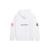 Balenciaga x NASA FW21 da uomo, maglietta classica in cotone con cappuccio, maniche lunghe e taglio ampio, logo crossover, bianca 651799TKVD89040