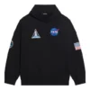 Balenciaga x NASA FW21 da uomo, maglietta classica in cotone con cappuccio, maniche lunghe e taglio ampio, logo crossover, nero 651799TKVD81070