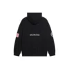 Balenciaga x NASA FW21 da uomo, maglietta classica in cotone con cappuccio, maniche lunghe e taglio ampio, logo crossover, nero 651799TKVD81070