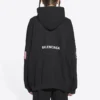 Balenciaga x NASA FW21 da uomo, maglietta classica in cotone con cappuccio, maniche lunghe e taglio ampio, logo crossover, nero 651799TKVD81070