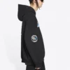 Balenciaga x NASA FW21 da uomo, maglietta classica in cotone con cappuccio, maniche lunghe e taglio ampio, logo crossover, nero 651799TKVD81070