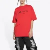Balenciaga x PlayStation Crossover FW21 PS5 con stampa geometrica alfabetica, maniche corte, unisex, rosso 651795TKVF36552