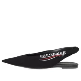 Ballerine casual con logo stampato e cinturino posteriore a coltello “Nero” 500619W06001091