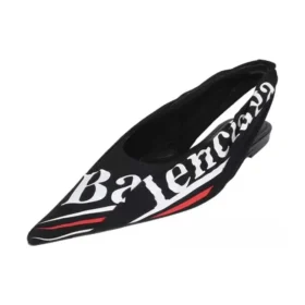 Ballerine casual con logo stampato e cinturino posteriore a coltello “Nero” 500619W06001091