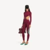 Body da donna techwear con cut-out nei colori bordeaux/acquamarina