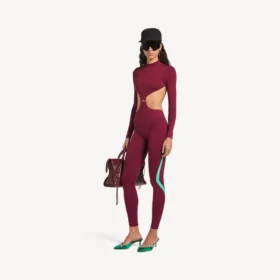 Body da donna techwear con cut-out nei colori bordeaux/acquamarina