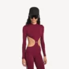 Body da donna techwear con cut-out nei colori bordeaux/acquamarina