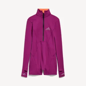 Body tecnico da donna a maniche lunghe in viola/arancione