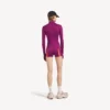 Body tecnico da donna a maniche lunghe in viola/arancione
