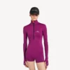 Body tecnico da donna a maniche lunghe in viola/arancione