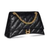 Borsa a catena media Crush trapuntata “Nera” 716393210J11000