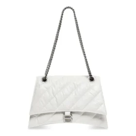 Borsa a catena media Crush trapuntata “Optic White” 716393210J09001