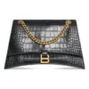 Borsa a catena media in coccodrillo Crush “Black” 716393210IX1000